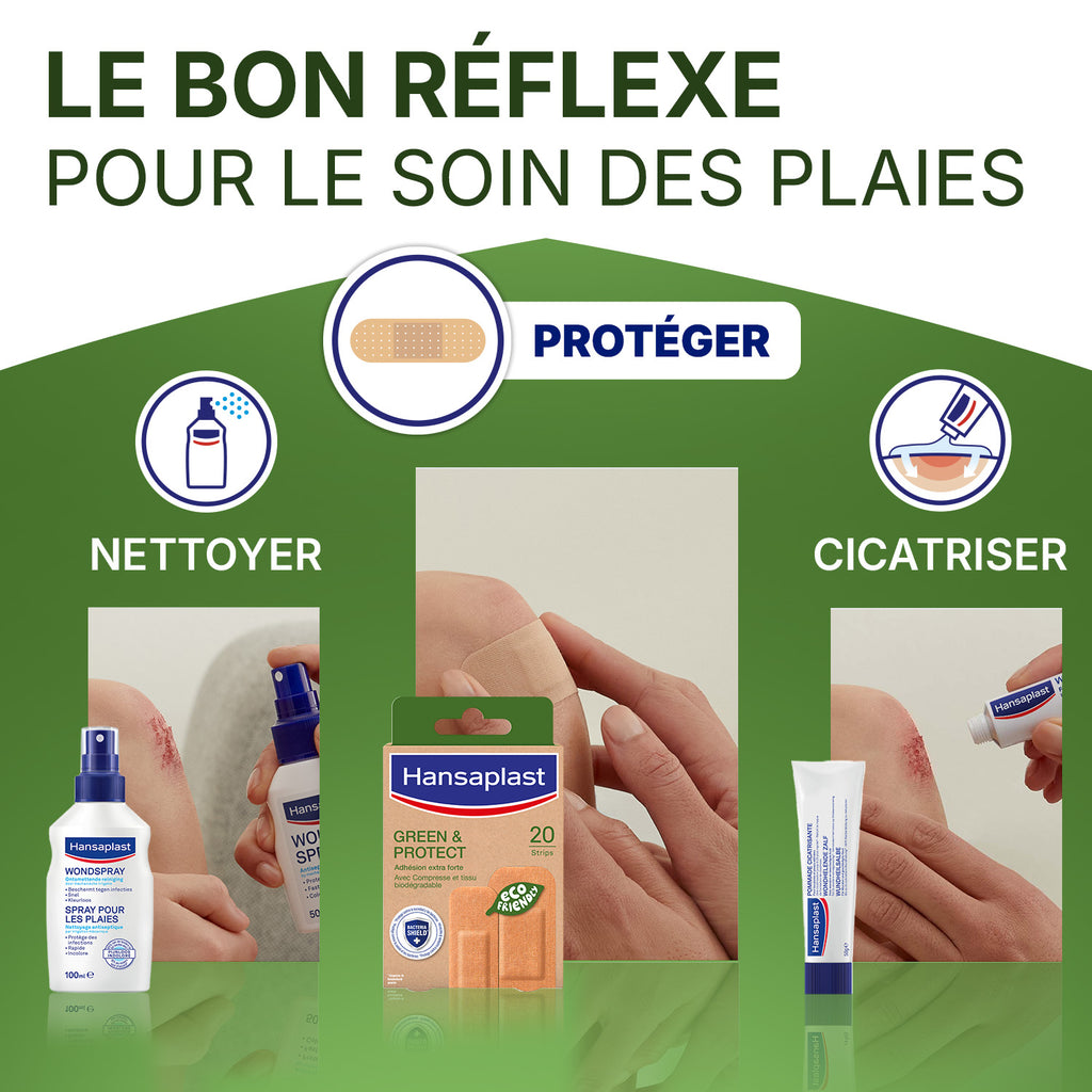 Hansaplast Pansements Plaies Green & Protect x20 2 Tailles