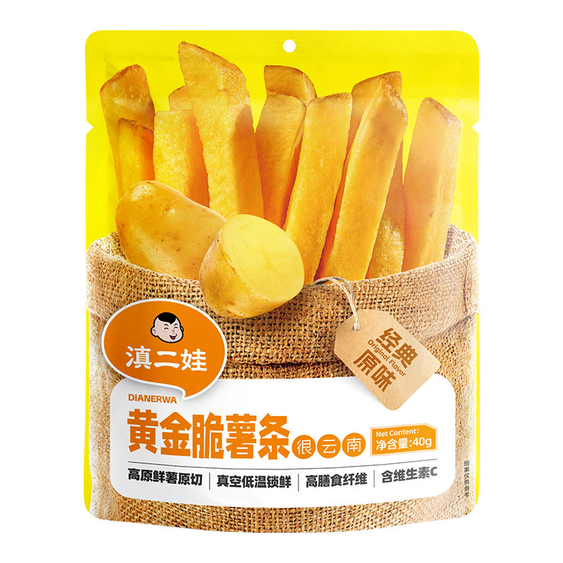 Dianerwa Bâtonnets de pomme de terre croustillants dorés Saveur originale classique 40 g