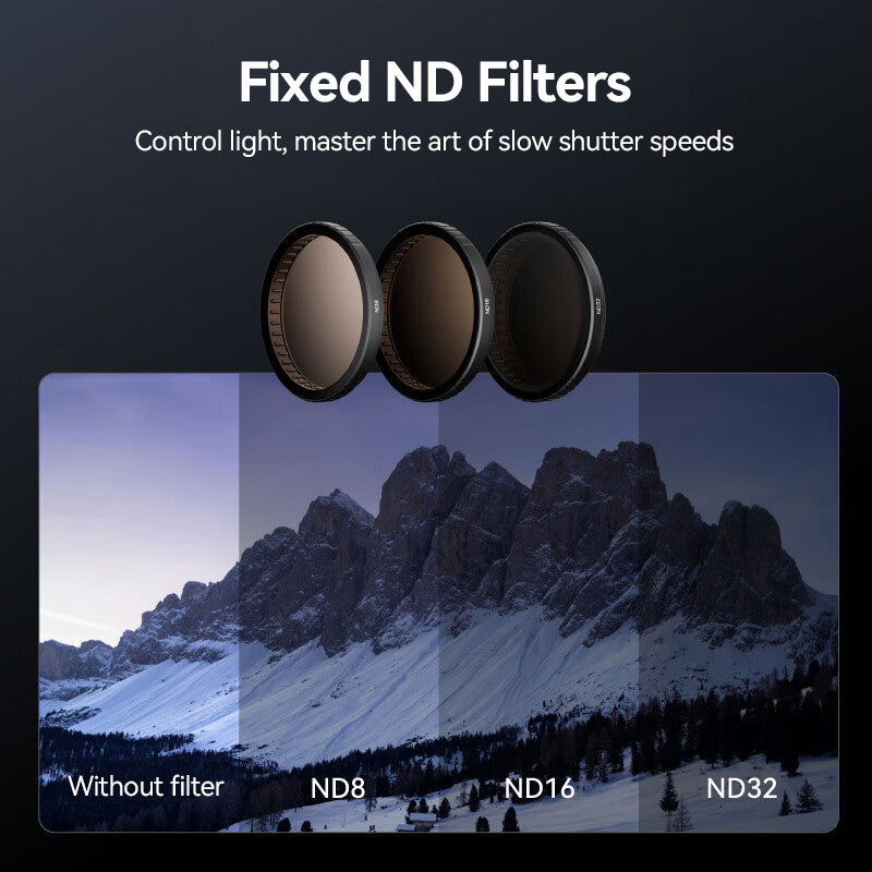 Ochama × JD Jingzao Ensemble de filtres Action compatible avec DJI Action3/4/5PRO, ensemble de 4 filtres, filtre polarisant CPL, filtres à densité neutre ND8/16/36, accessoires pour caméra DJI