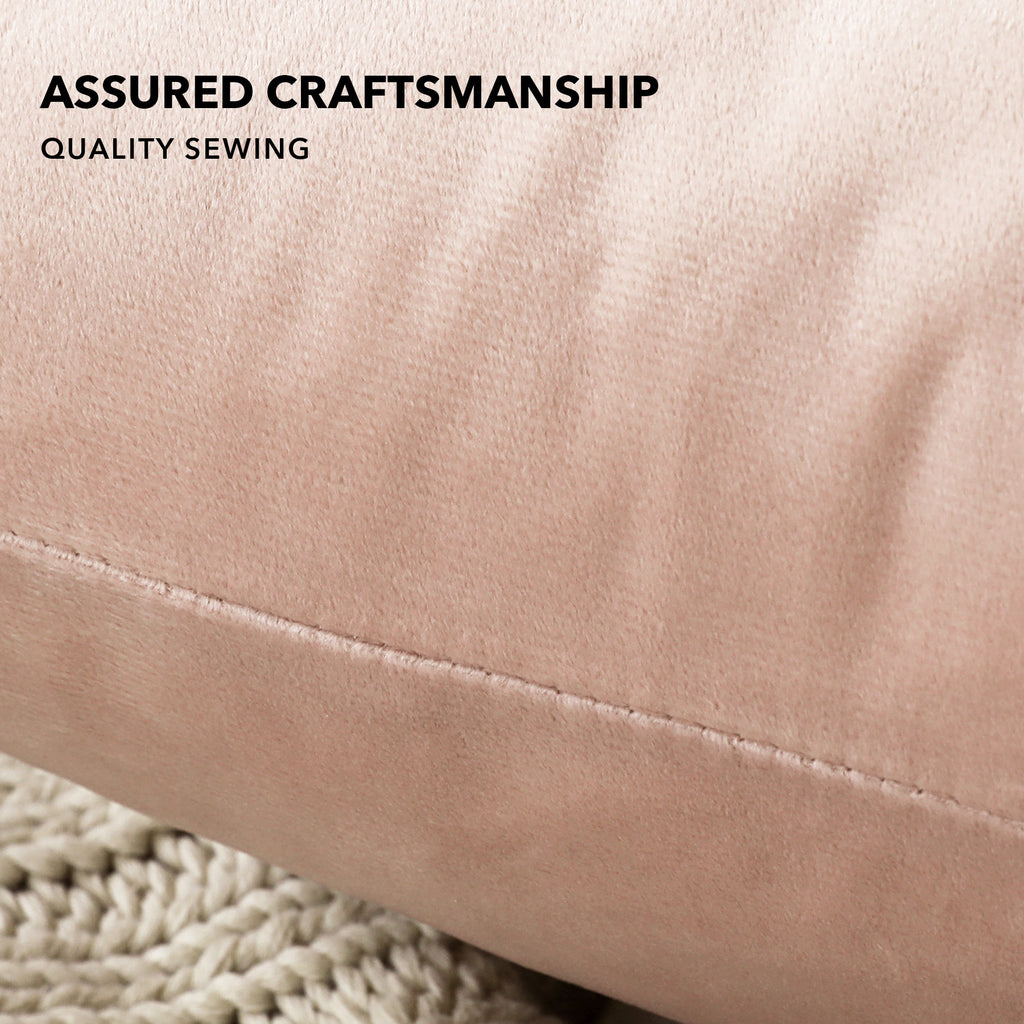 Deconovo Housse de coussin en velours néerlandais, coloris rose poudré, 50 x 50 cm, 1 pièce