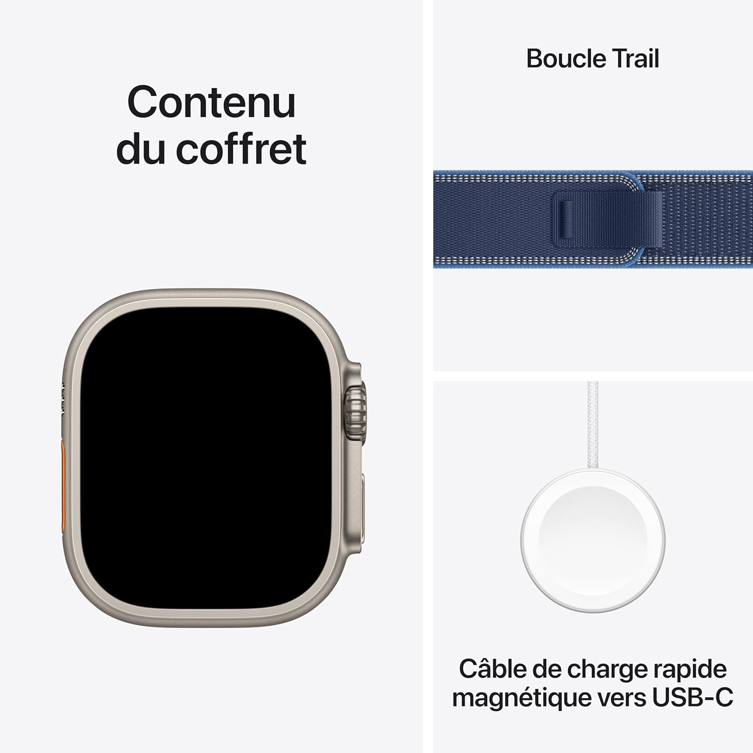 Apple Watch Ultra 3 GPS + Cellular 49 mm avec boîtier en titane naturel et Boucle Trail bleu - M/L