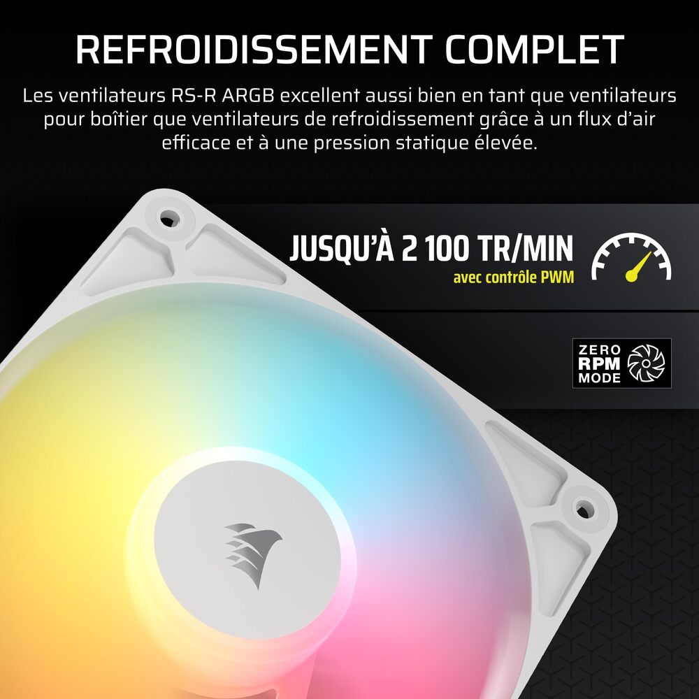 CORSAIR RS120-R ARGB White, 120mm ARGB Fan, Triple Pack