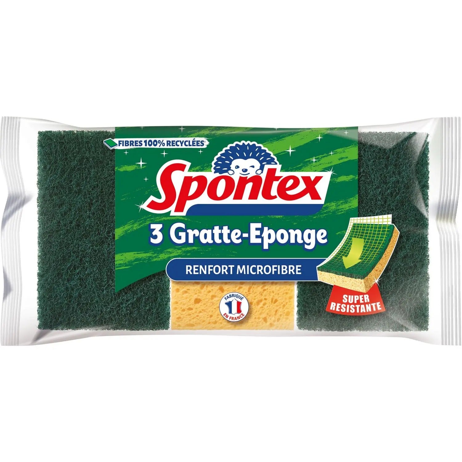 SPONTEX Éponges grattantes microfibre renforcées longue durée 3 éponges