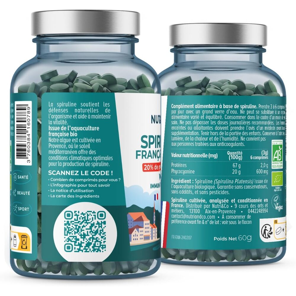 Nutri&Co Spiruline BIO 100 % française - 120 comprimés