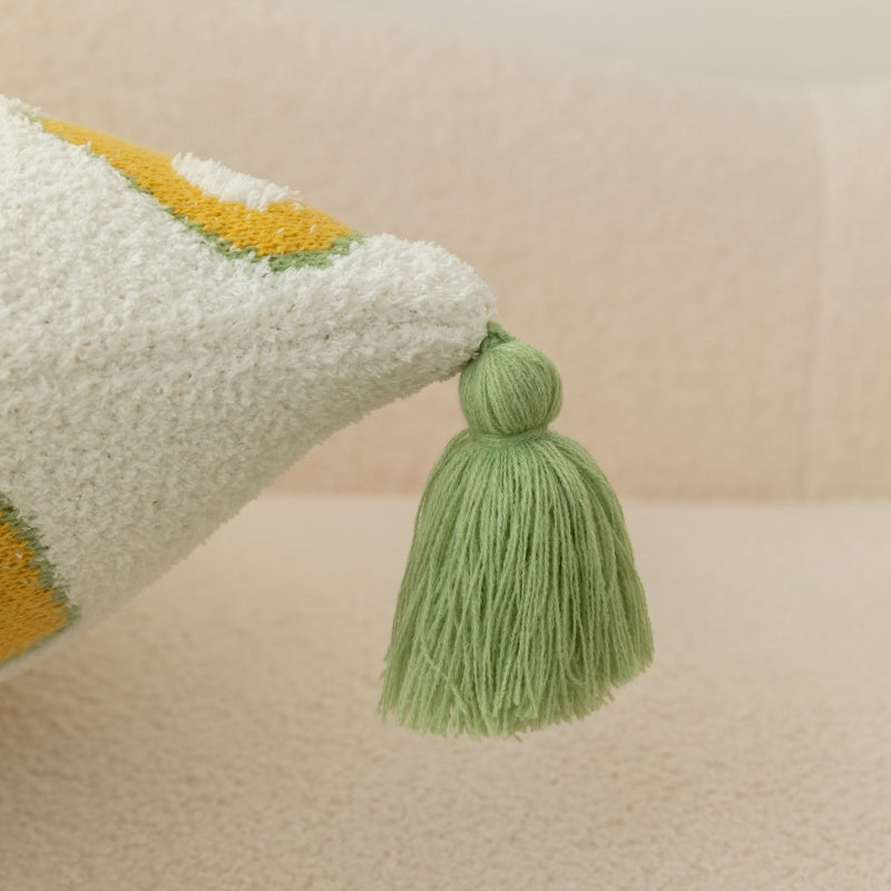 MEROPE, Housse de coussin en tricot acrylique sherpa, 50x50 cm, avocat, 1 pack