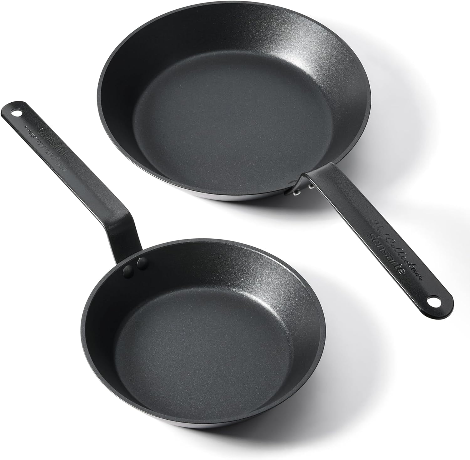 SENSARTE Lot de 2 poêles antiadhésives avec revêtement Swiss, compatibles four, compatibles induction, compatibles lave-vaisselle, sans PFOA ni PFOS, 8 et 10 pouces