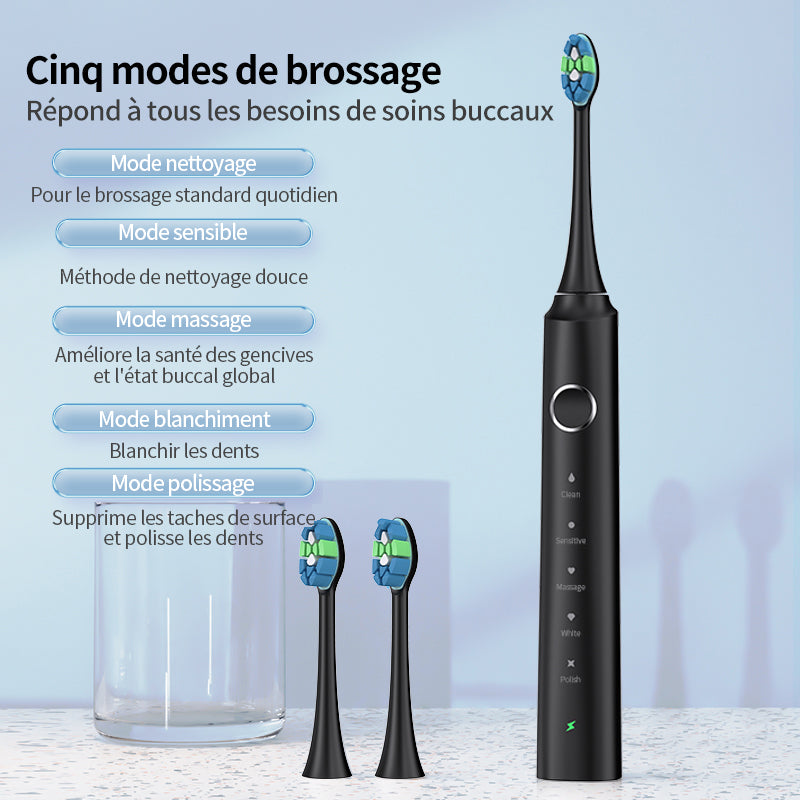 RUSHI R-C32 Brosse à dents électrique, tête de brosse sans cuivre - Noir