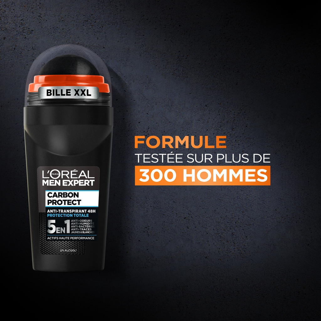 L'Oréal Paris MEN EXPERT Déodorant Bille Anti-Transpirant Carbon Protect 5-en-1 - 50ml