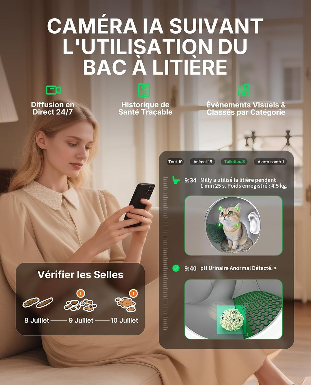 PETKIT Purobot Max Pro 2 avec Caméra Bac à Litière Automatique Autonettoyant pour Chat, Bac à Litière Contrôlé par Application avec Capteurs de Sécurité - UE