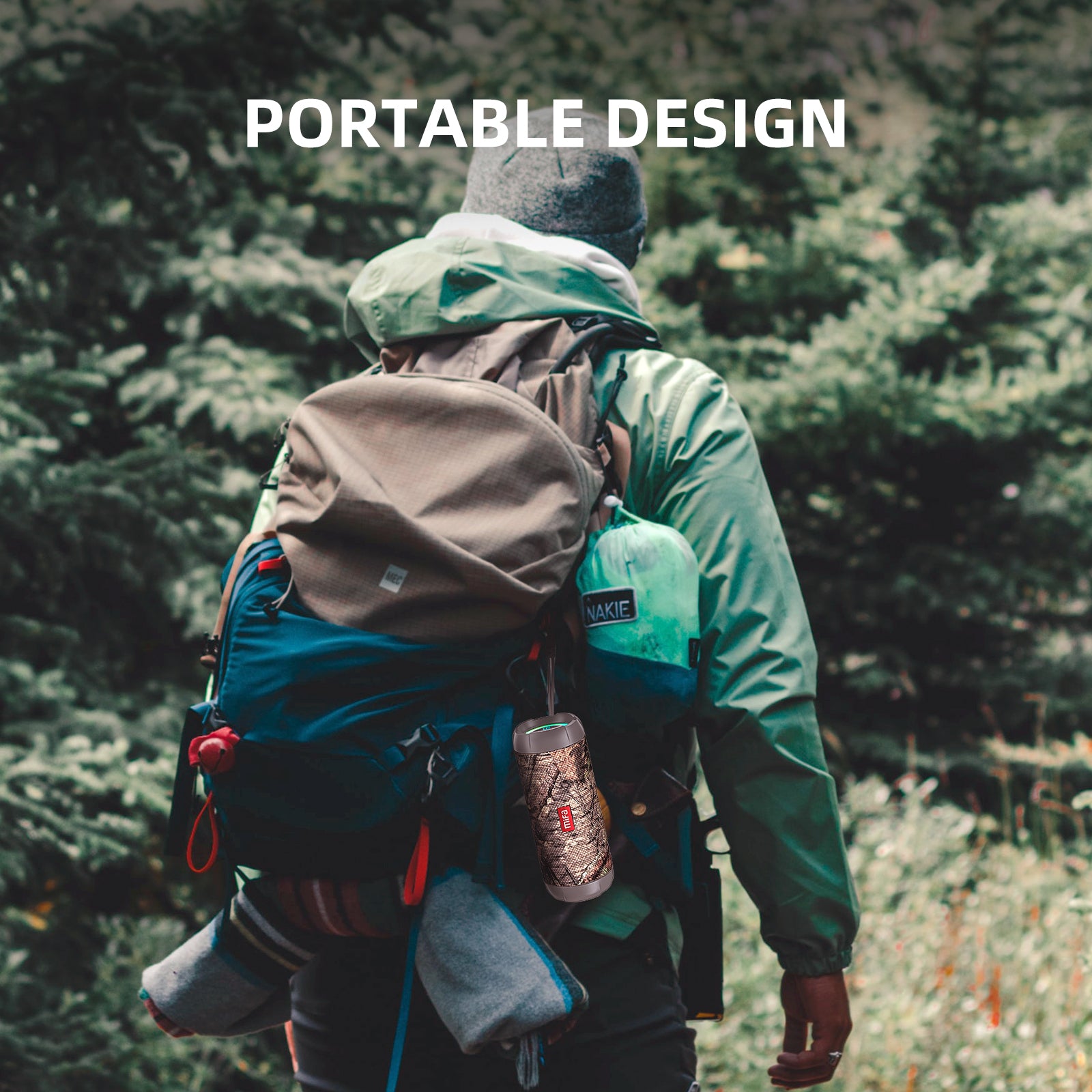 MIFA WildRod Enceinte Bluetooth portable sans fil, IP67 étanche et anti-poussière, Bluetooth 5.3 - Camouflage