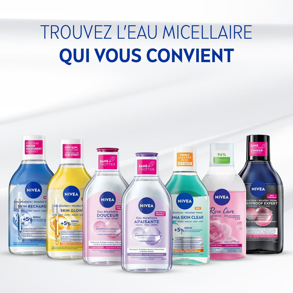 NIVEA Derma Skin Clear Eau Micellaire Visage Infusée au Sérum - 400 ml