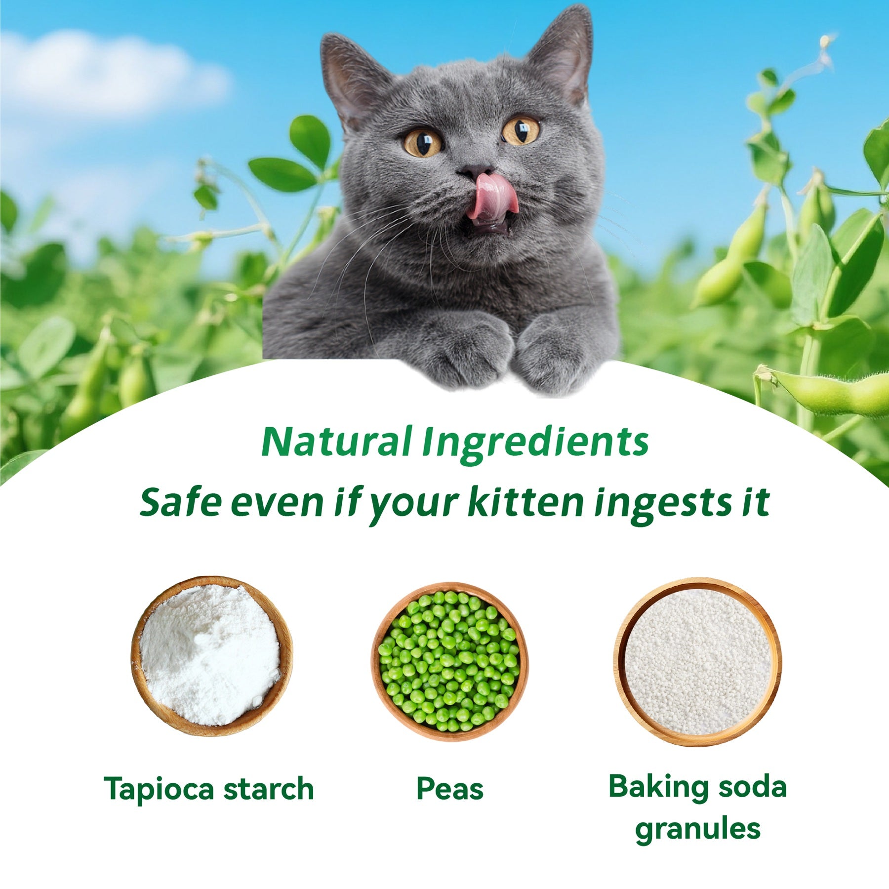 Meowmagic Litière pour chat, Mélangeable avec n'importe quelle litière pour chat pour éviter l'adhérence au fond, Manioc naturel 2,5 kg