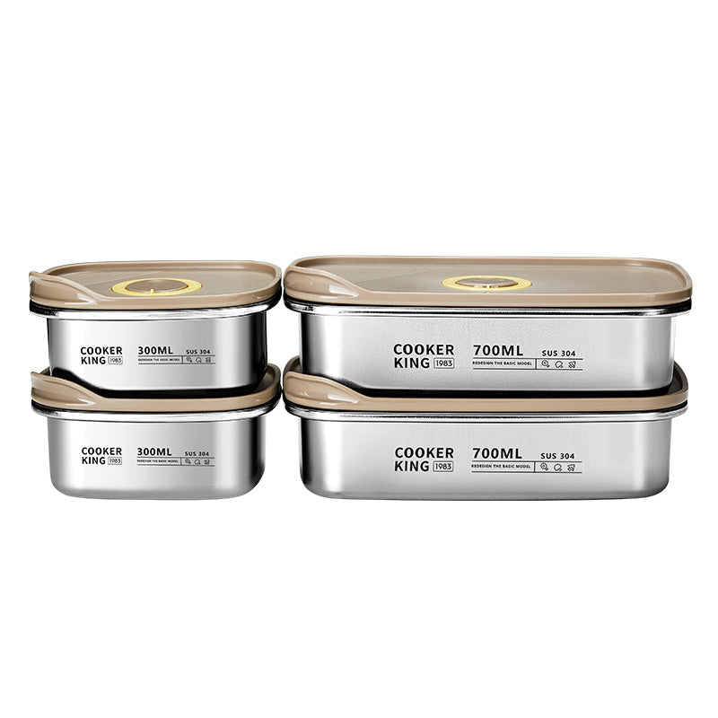 COOKER KING Boîte de conservation alimentaire - Boîte bento - Acier inoxydable - 4 pièces