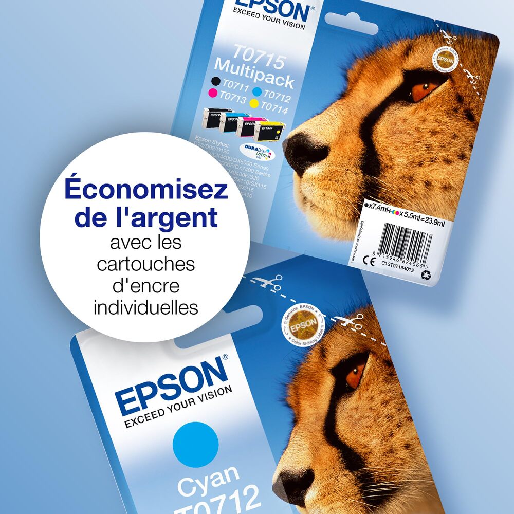 Epson C13T90724N Cartouche d'encre cyan authentique XXL ultra haute capacité Lot de 1