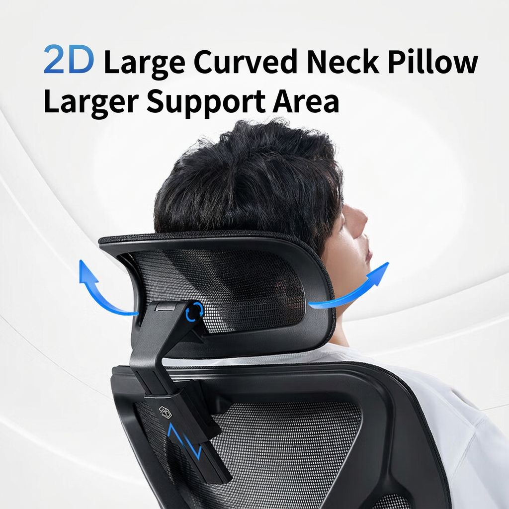 Ochama Z7 Comfort Gen 2 Chaise de bureau ergonomique noire avec repose-pieds, soutien lombaire élastique, accoudoirs pivotants, appuie-tête et coussin d'assise 10 cm d'épaisseur