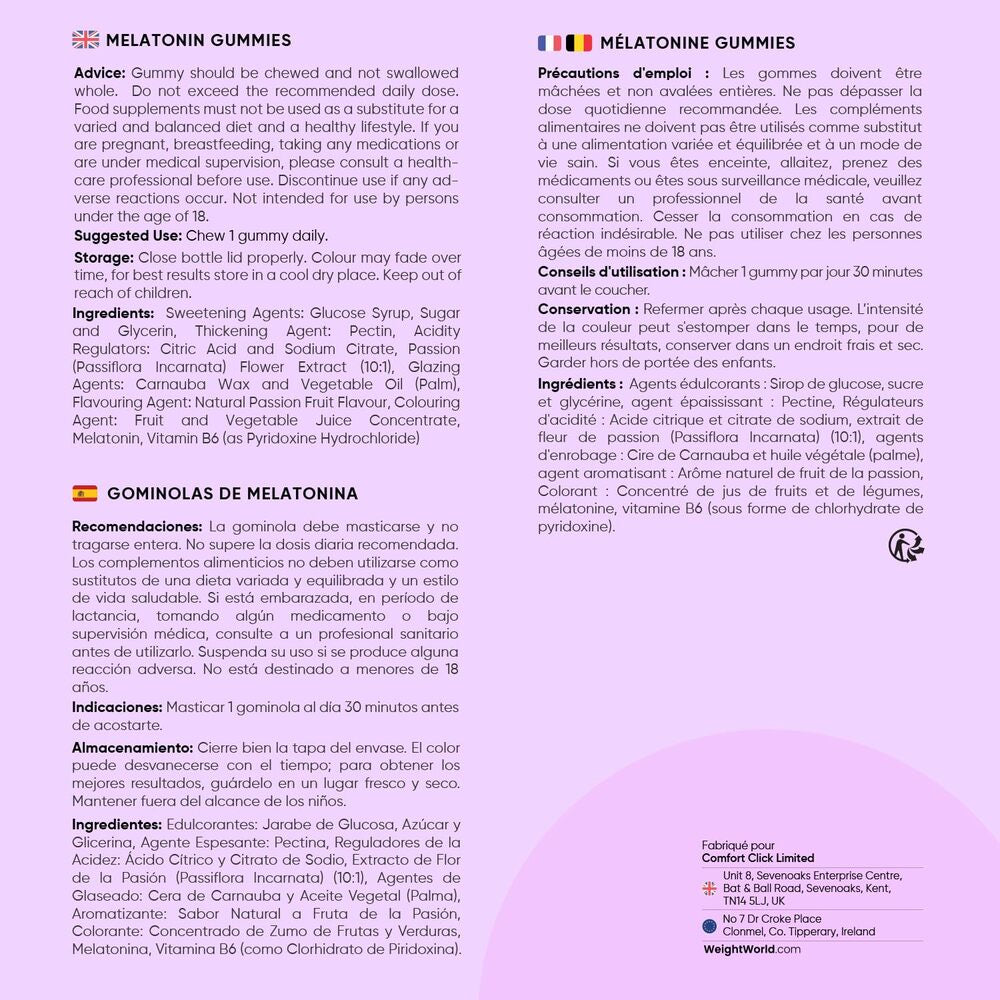 WeightWorld Gommes à la mélatonine 1 mg - 120 gommes