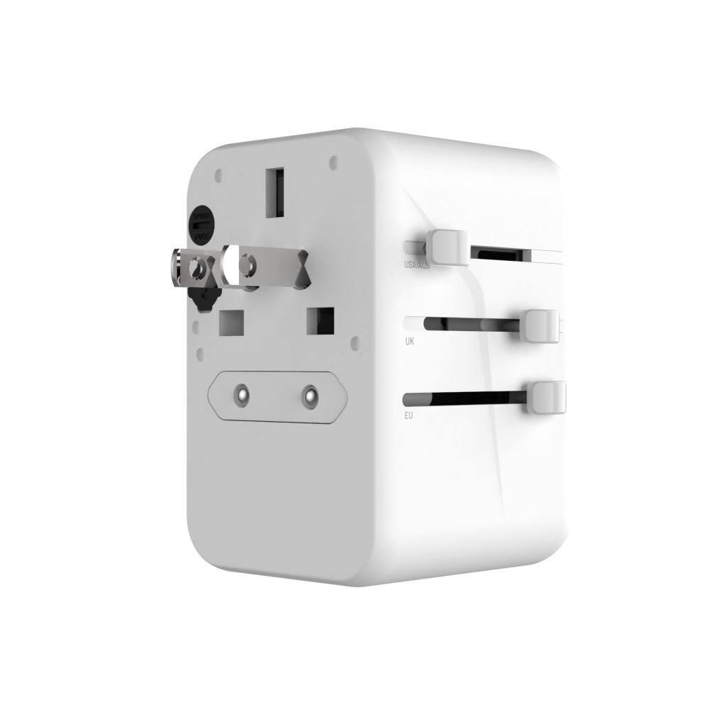 FIXED Adaptateur de voyage universel 3 x USB-C / 2 x USB 65 W GaN blanc