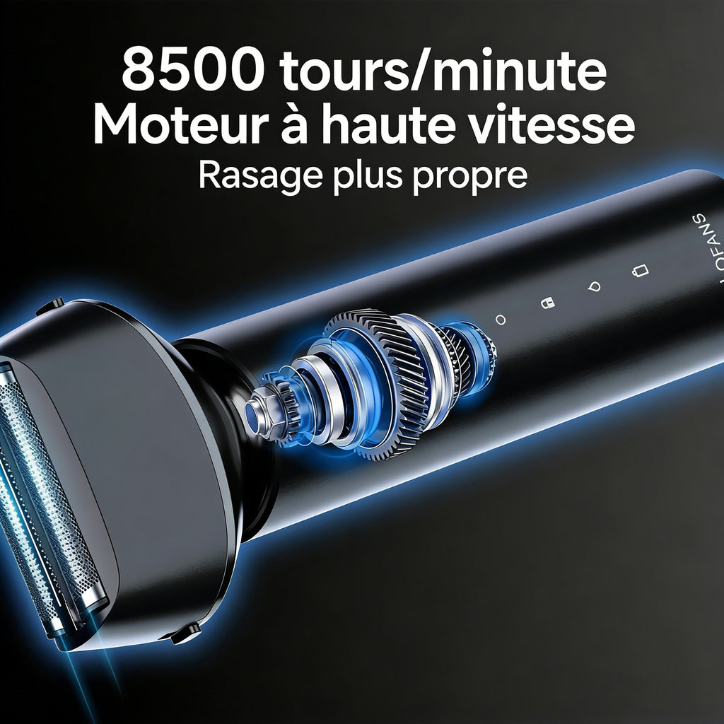 LOFANS Rasoir électrique à grille pour homme avec tête flottante à double lame, Rasoir électrique rechargeable pour rasage à sec et humide