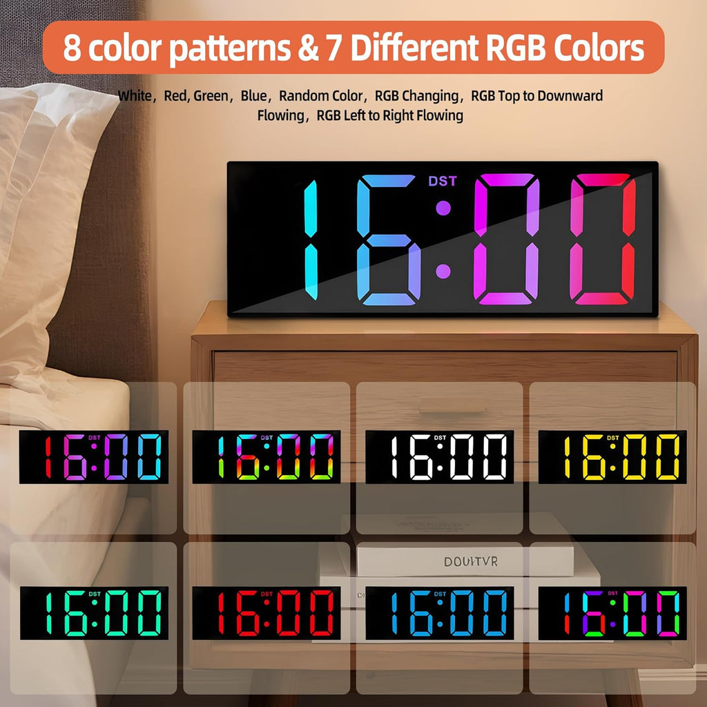 HATITANG PH-05 Horloge murale numérique 12" Noir