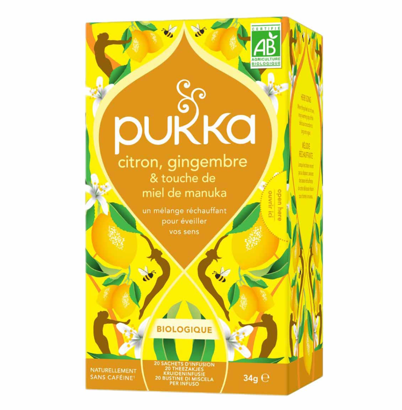 PUKKA Infusion Citron et gingembre au miel de manuka - 20 sachets
