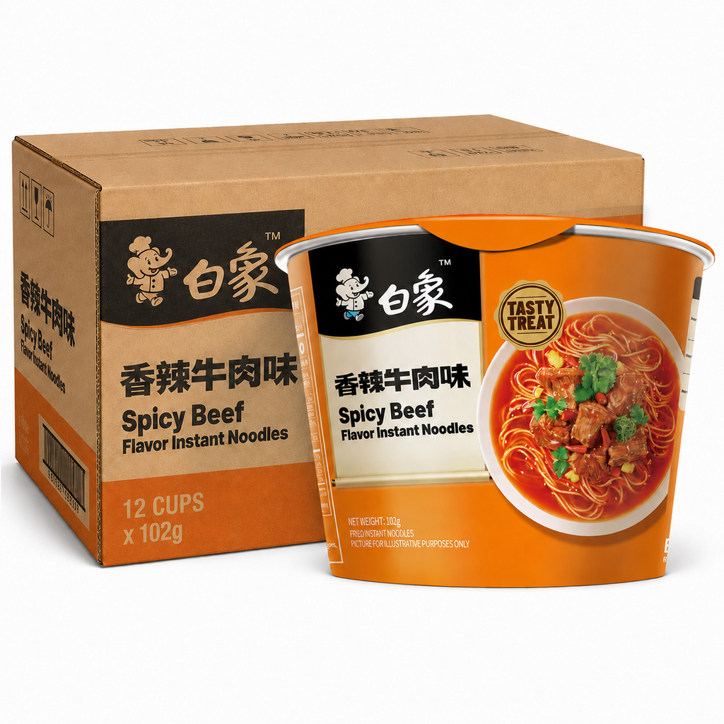 Bai Xiang Nouilles instantanées saveur bœuf épicé classique umami - 12 x 102 g