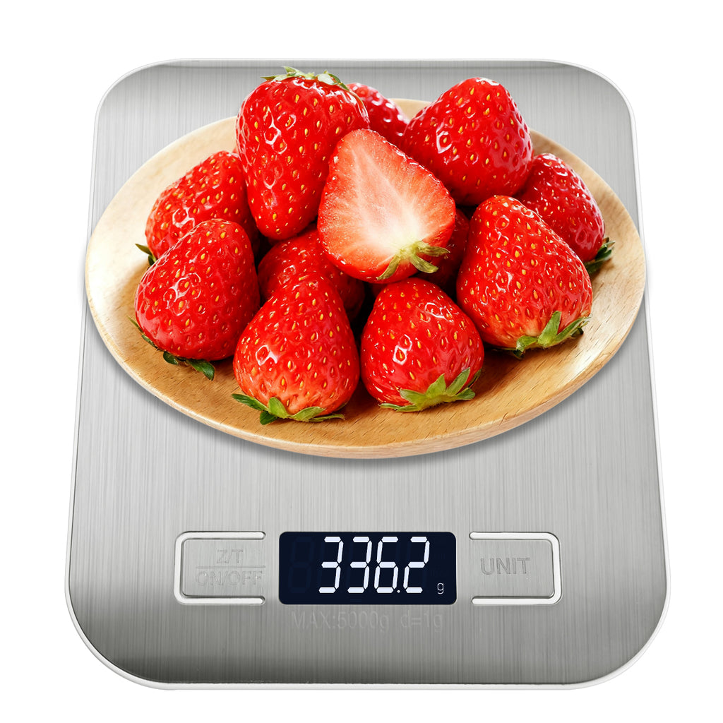 Balance de cuisine électronique Vivreal CFC-03White, capacité de 5 kg/précision de 1 g, commutation multi-unités, panneau anti-empreintes digitales en acier inoxydable, pour une utilisation en cuisine, blanc