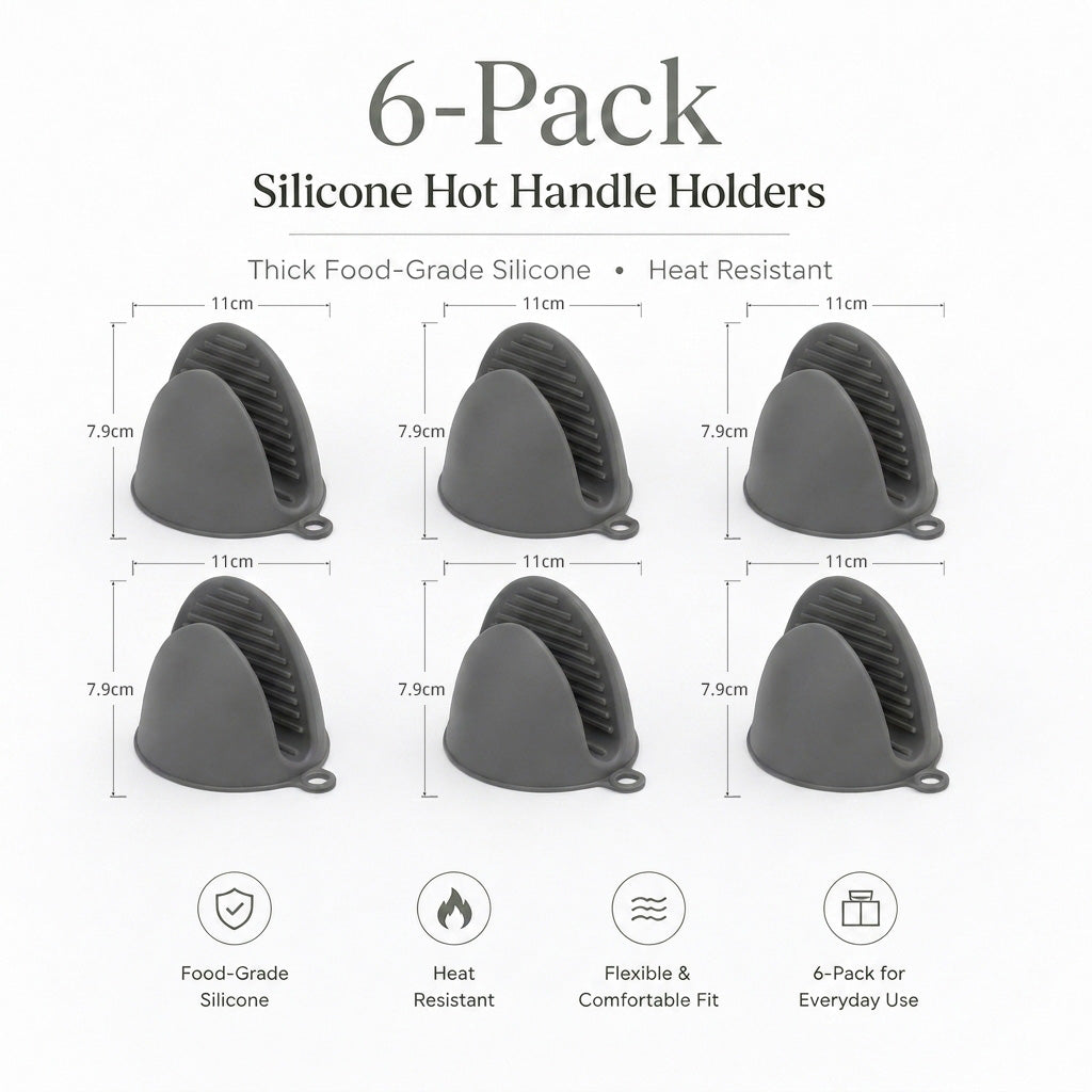PURECOOK Gants en silicone résistants à la chaleur, série | Gris | 3 paires de gants en silicone à ouverture en bec de poisson résistants à la chaleur