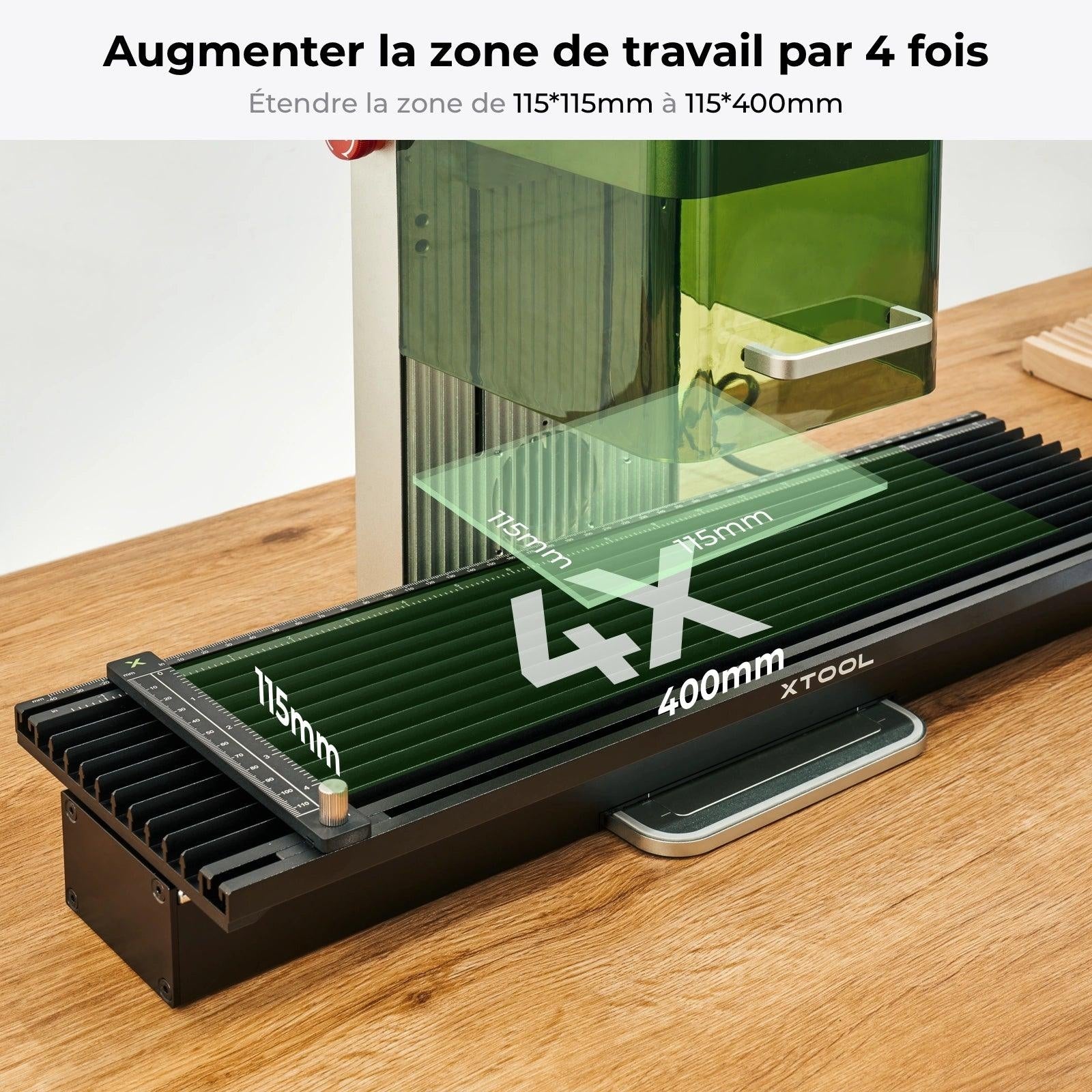 xTool Extension de glissement pour F2/F1/F1 Lite, Étendez la zone d’gravure laser à 115 x 400 mm, Gravure et découpe laser plus longues pour graveur laser