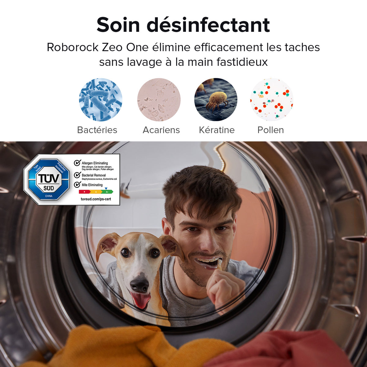 Roborock Zeo One Lave-Linge Séchant, Gris, 10 kg Lavage et 6 kg Séchage, Technologie de Séchage Zeo-cycle, Algorithme de Lavage et Séchage RR Seafarer, Système Autonettoyant LintClear