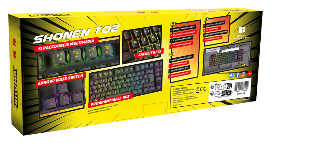 Akuma clavier gaming shônen t02 tkl 88 touches retroeclaire membrane