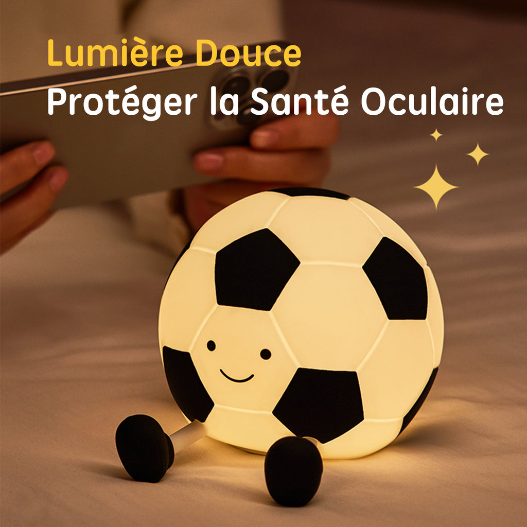 VIVREAL Veilleuse LED ballon de football A032, Rechargeable, Intensité réglable sur 3 niveaux, Charge Type-C, Silicone souple, ABS et PP