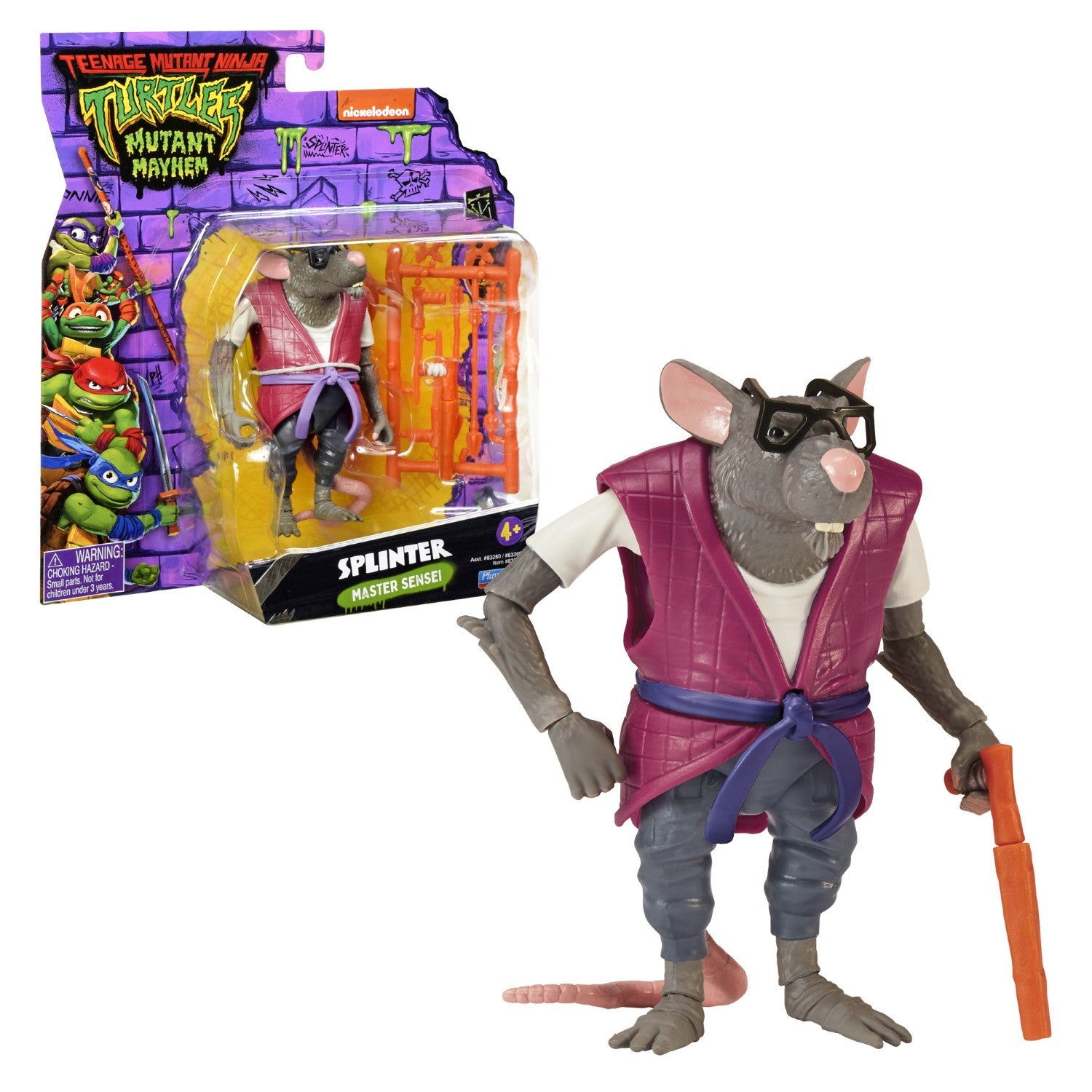 TORTUES NINJA Les Tortues Ninja, Figurine articulée de 10,5 cm, avec armes, Splinter, Jouet pour enfants dès 4 ans, TU805B