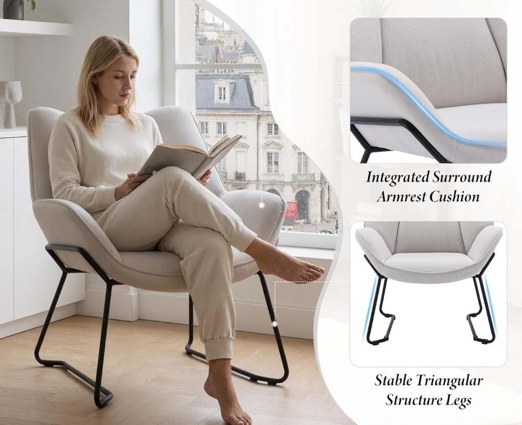 CHAIRUS Fauteuil cabriolet rembourré chenille Bleu avec pieds en métal 67 x 71,5 x 80 cm