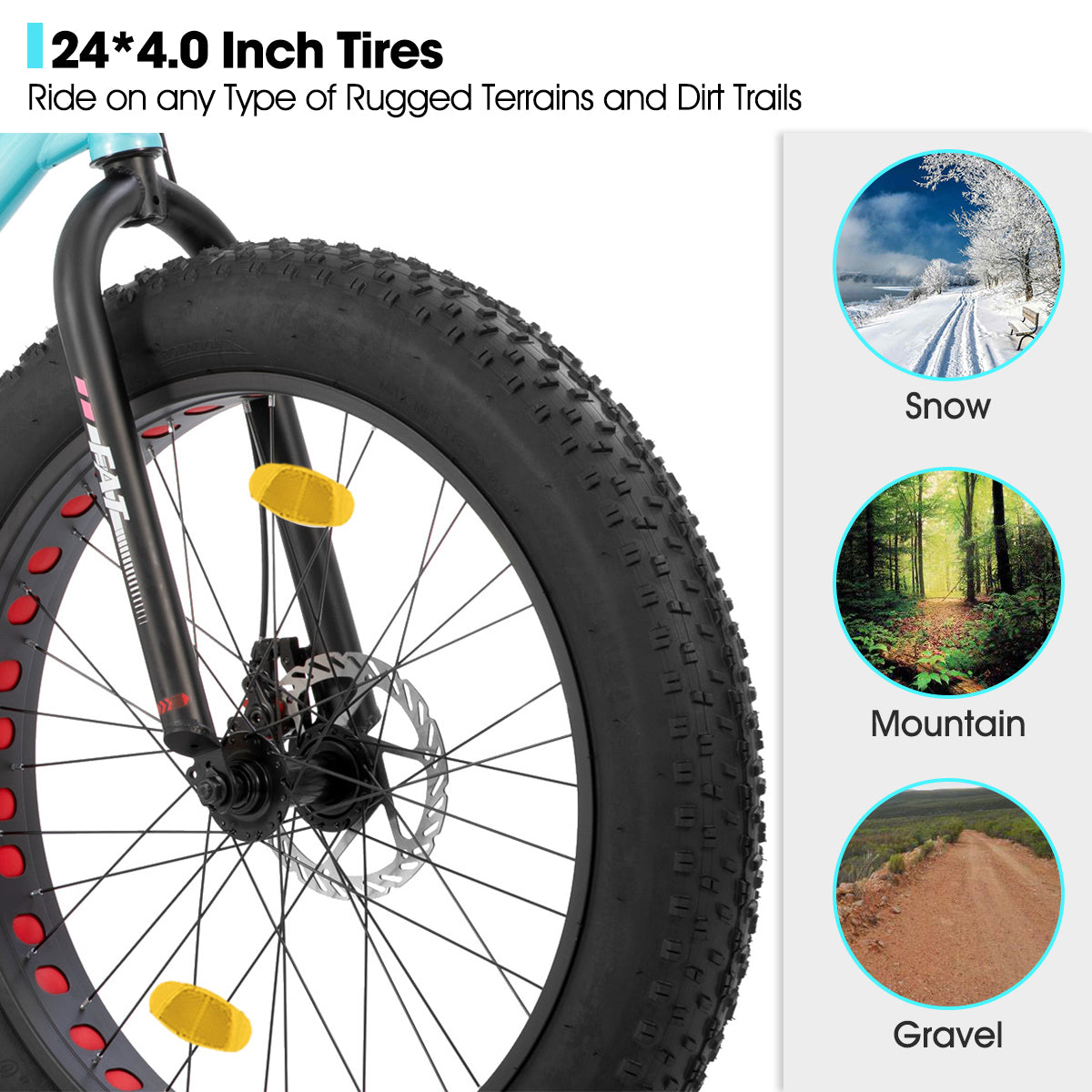 Hanland Roon VTT pour enfants avec 7 vitesses Shimano, double frein à disque et pneus larges 60 cm - Vert