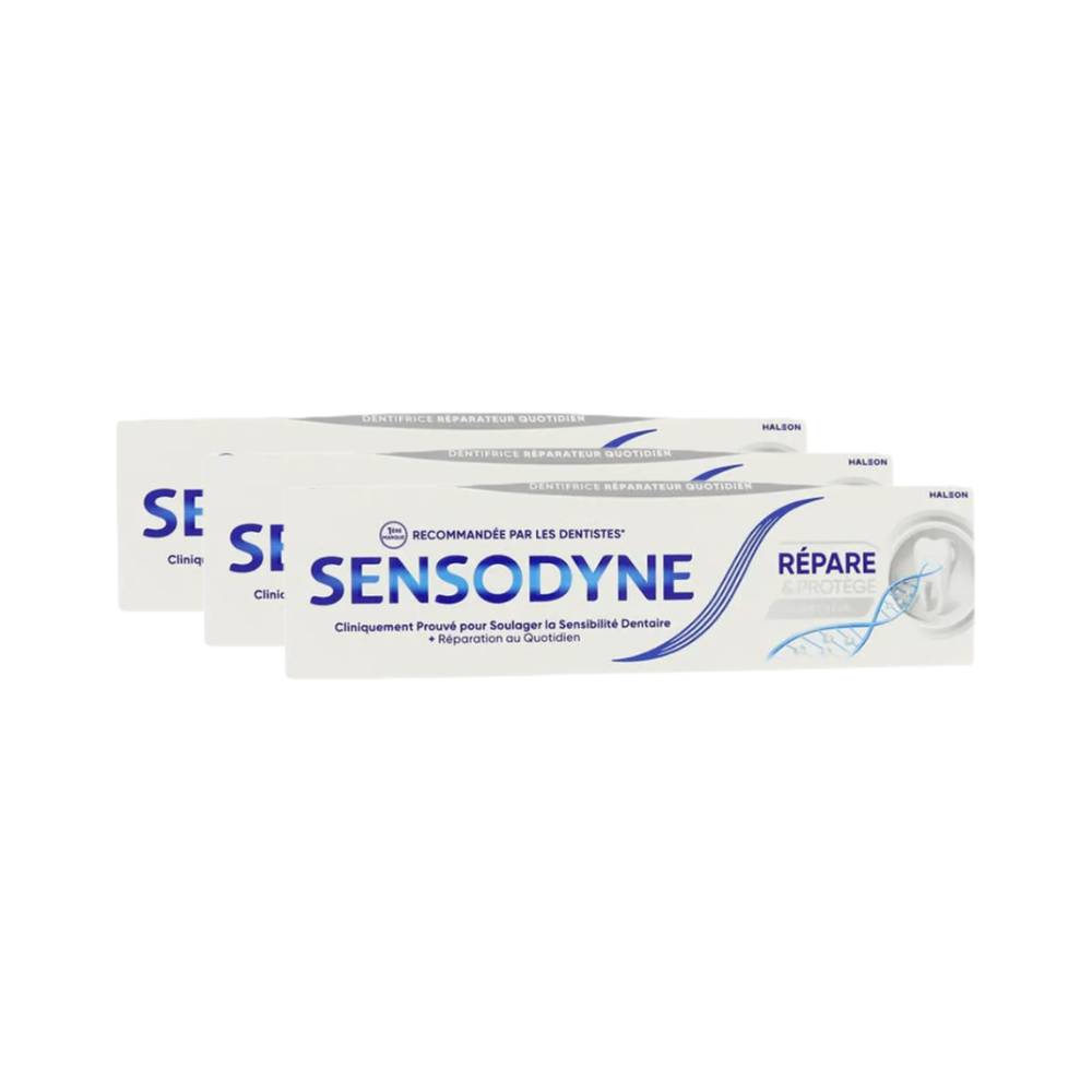 SENSODYNE Dentifrice blanchissant Réparation & protection 75 ml - Lot de 3 (3 x 75 ml = 3 tubes)