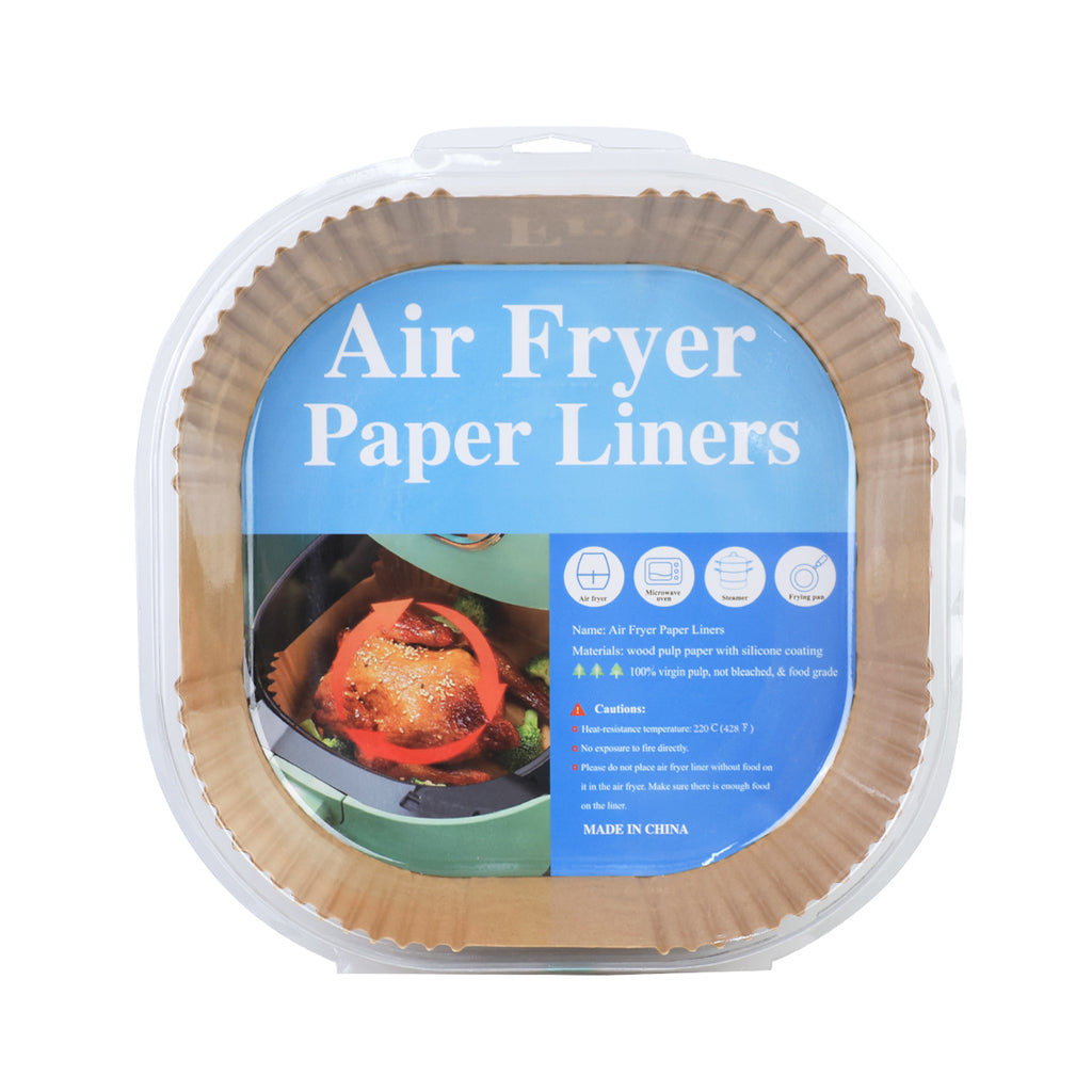 Feuilles de Papier Cuisson pour Friteuse à Air, Carrés Antiadhésifs Prédécoupés pour un Nettoyage Facile, Inserts Jetables pour Cuisson Sans Salissures – Lot de 100 pièces 20×20×4,5cm