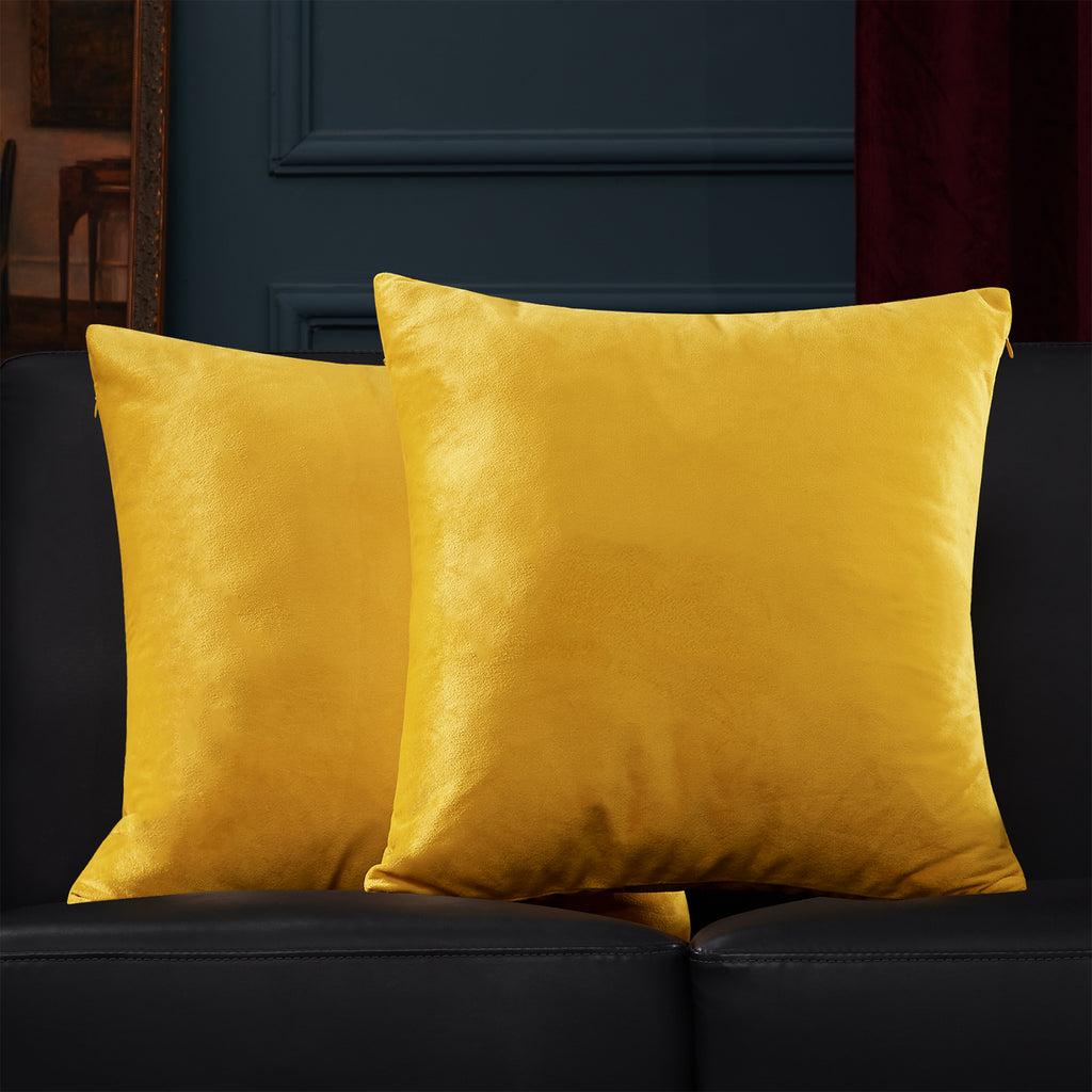 Deconovo Housse de coussin en velours néerlandais - jaune - 45 x 45 cm - 1 pièce