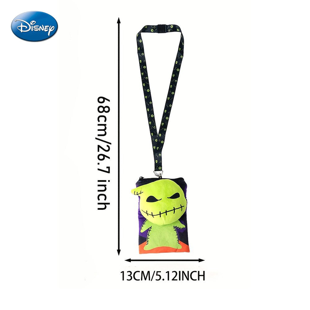 Disney 1 pièce Porte-cartes en peluche Oogie Boogie avec tour de cou L’Étrange Noël de monsieur Jack sous licence officielle, Accessoire de cosplay Skellington Ville d’Halloween