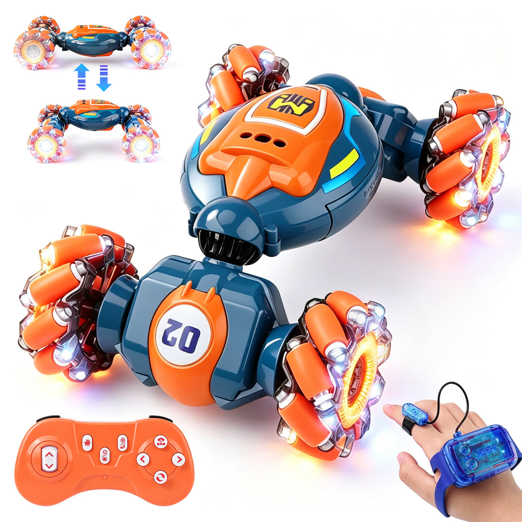 Voiture de Cascade RC à Détection de Gestes – Jouet pour Garçons et Filles de 6 à 12 Ans, Voiture Volant par la Main avec Lumières et Musique