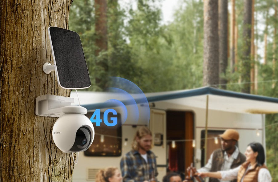 EZVIZ EB8 Caméra extérieure motorisée 2K 4G avec suivi automatique, détection de personnes, vision nocturne en couleur, audio bidirectionnel, blanc