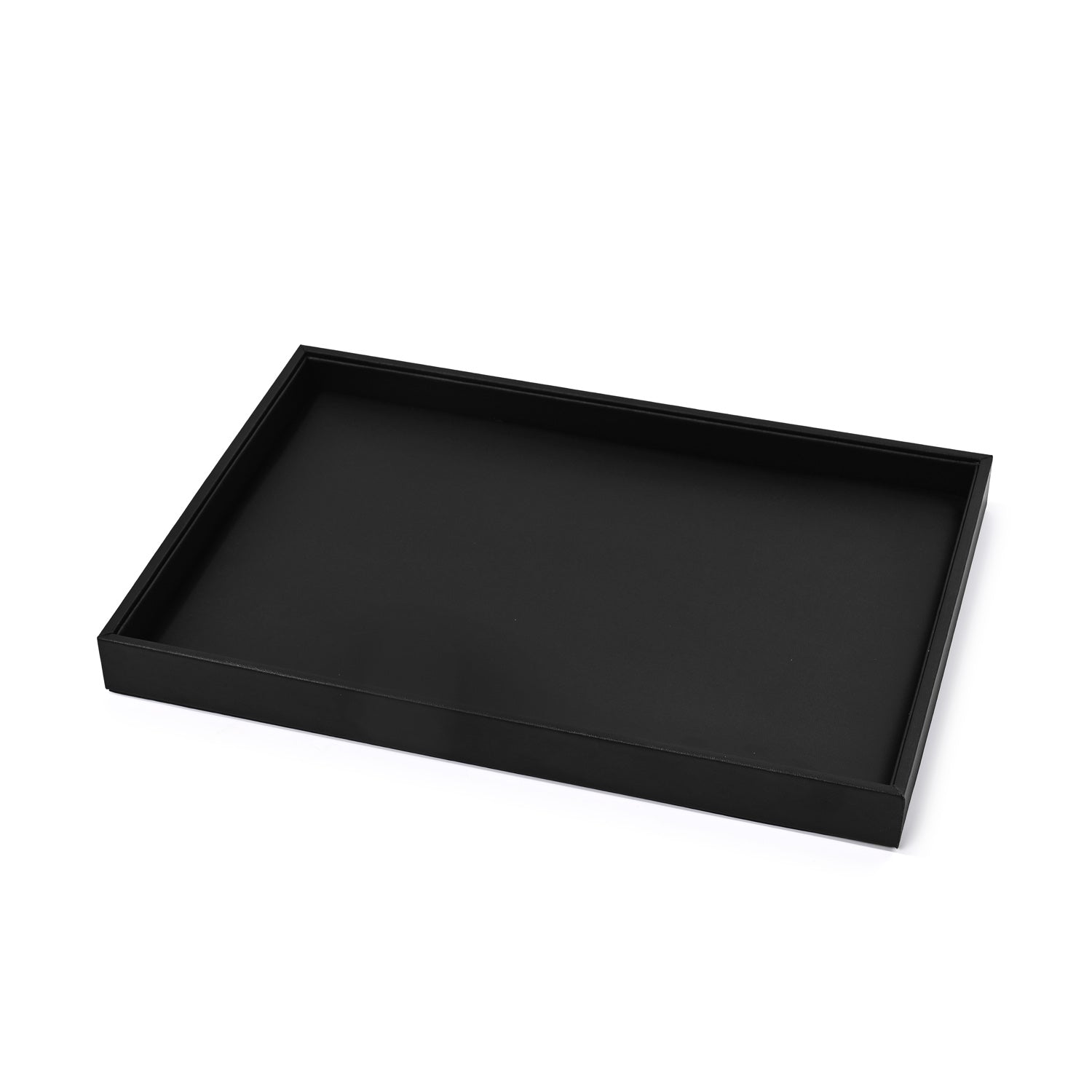 Oirlv Plateau de présentation en cuir PU, organisateur de bijoux noir, présentoir pour bagues, boucles d'oreilles, colliers et bracelets, accessoires de présentation et de rangement