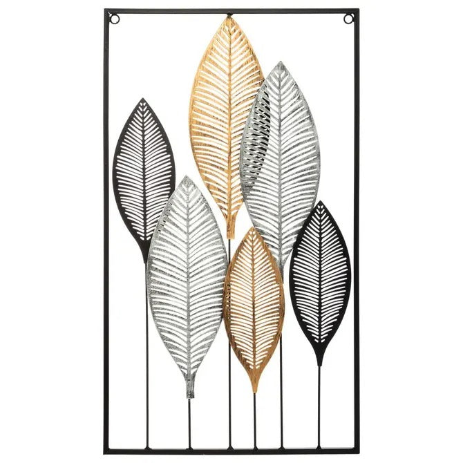 Atmosphera Floglia Décoration murale feuille en métal 65 x 37 cm