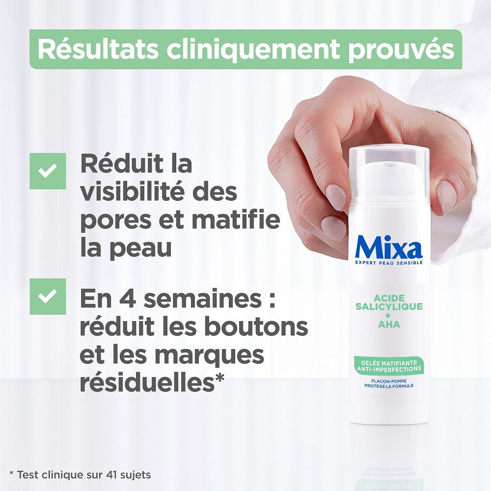 Mixa Gelée Matifiante Anti-Imperfections à l’Acide Salicylique et Acide Alpha-Hydroxylé 50ml