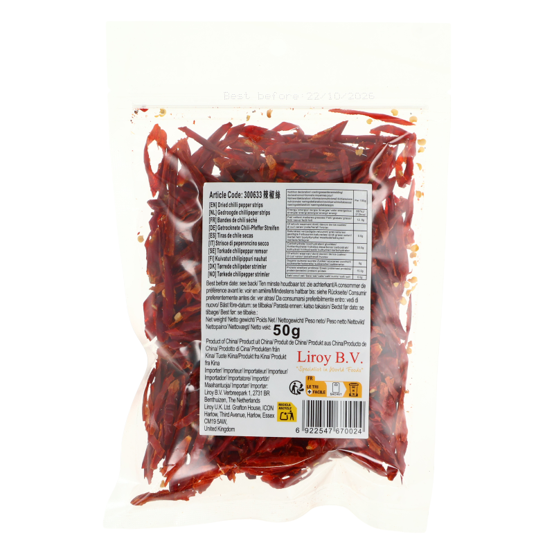 Tai Yang Men Lanières de piment séché 50 g