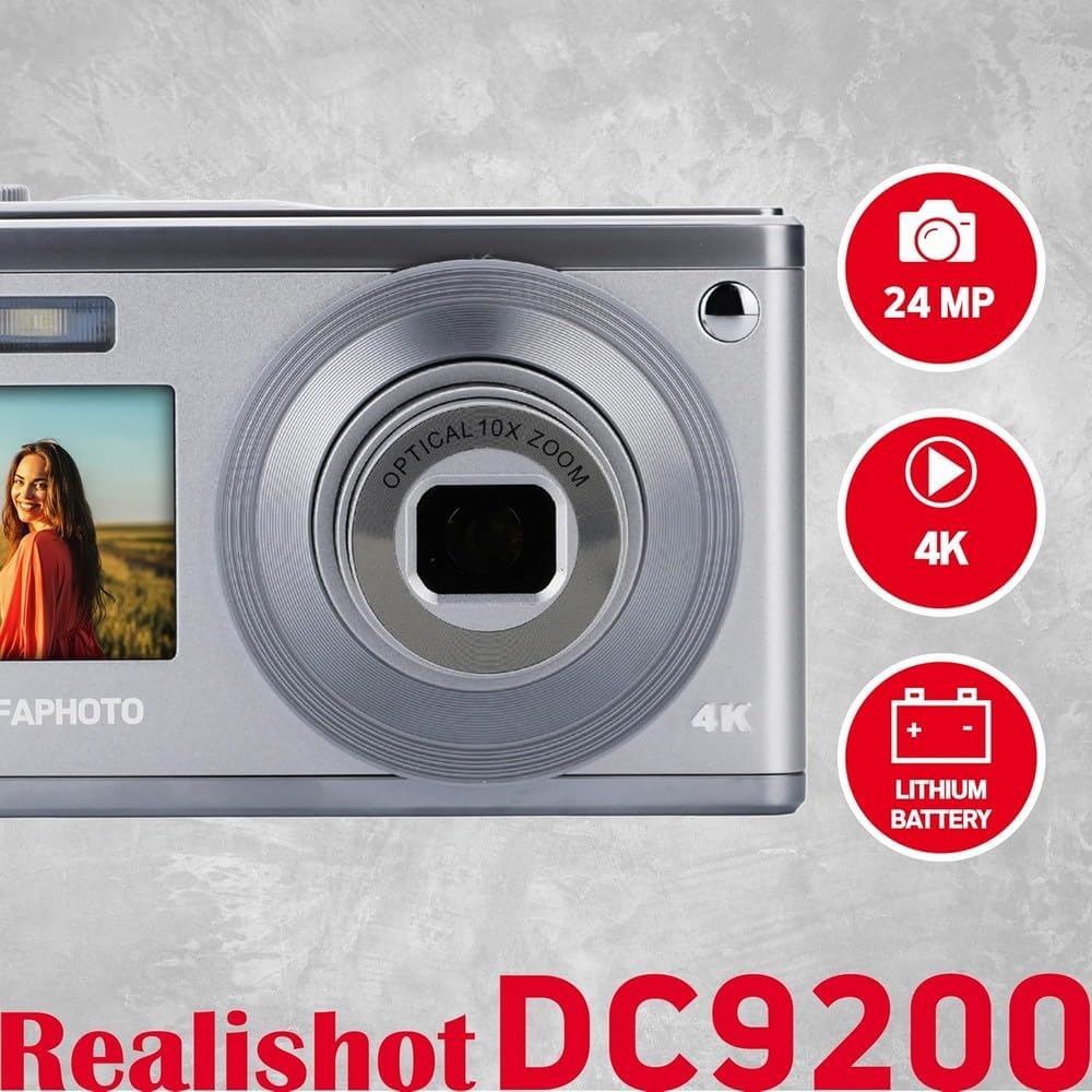 AgfaPhoto Appareil photo numérique compact 24 MP Zoom optique 10x Argent