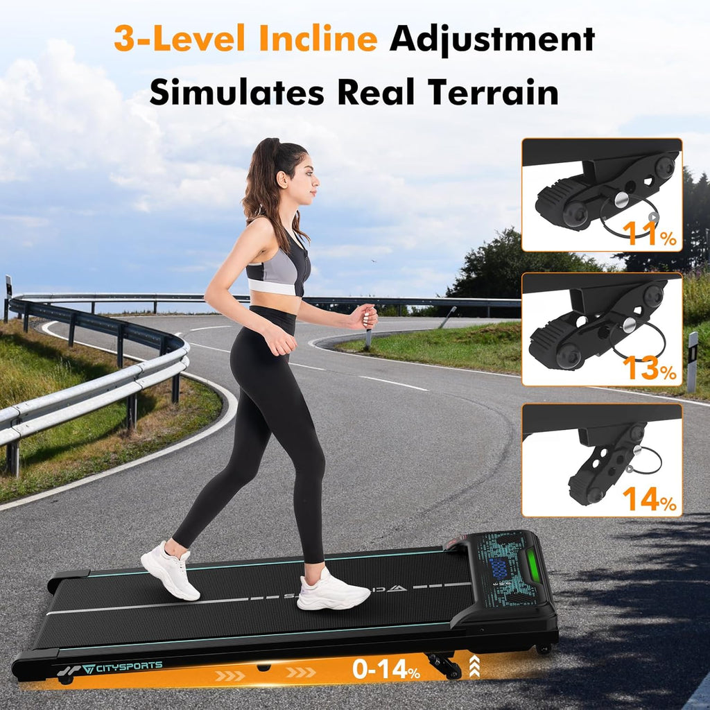 CITYSPORTS PRO Tapis de marche 0 à 14 % d'inclinaison et 1 à 6 km/h
