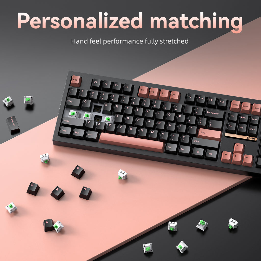 Siukie PL108W Clavier mécanique RVB 108 touches, commutateurs amovibles, 3 modes, noir