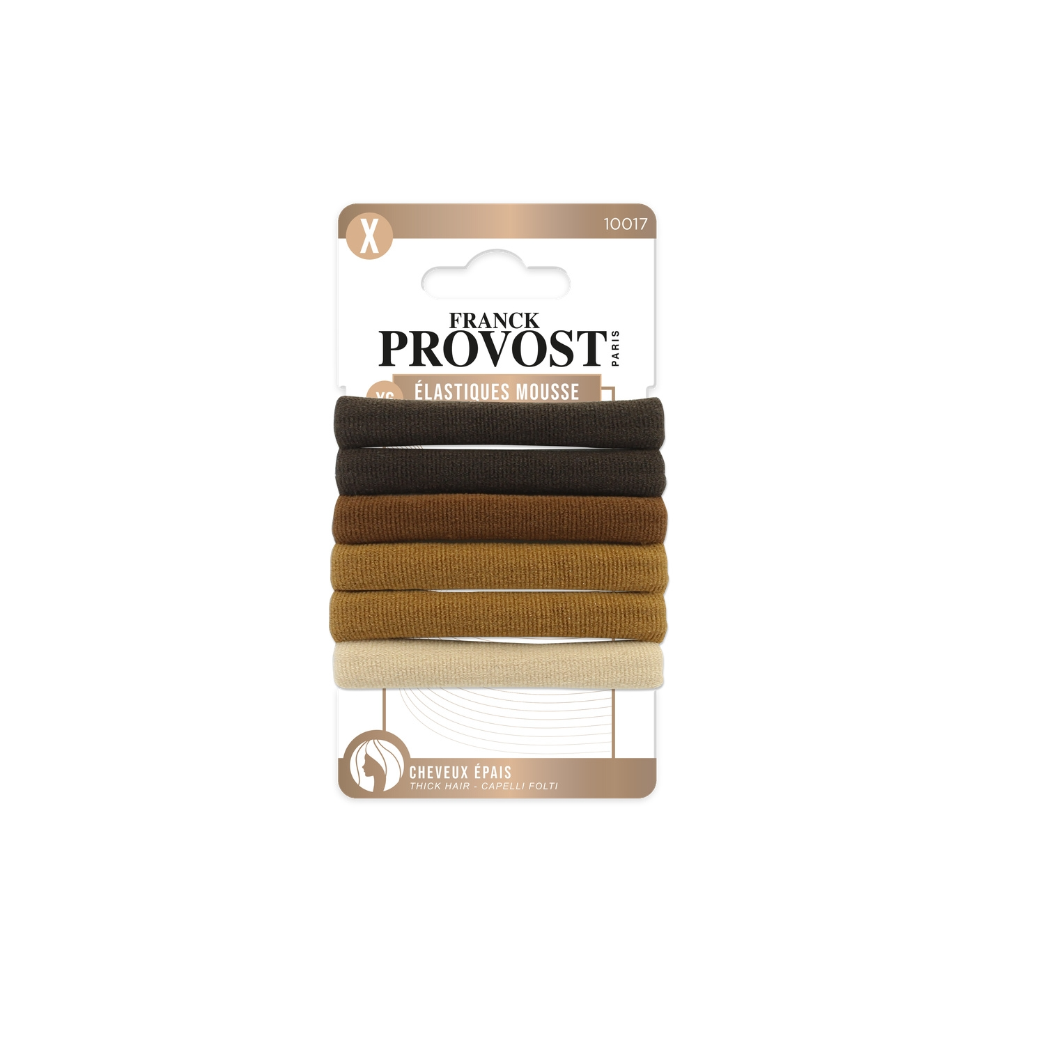 FRANCK PROVOST Élastiques à Cheveux Marron et Beige - Lot de 6 pièces