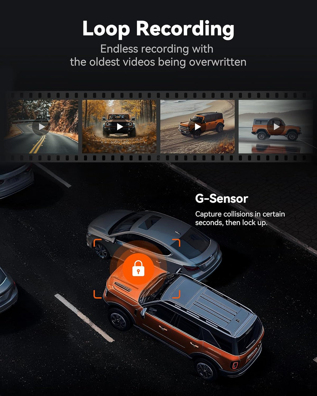 WOLFBOX G840S 12" 4K Dashcam avec rétroviseur, caméra de recul, miroir rétroviseur intelligent WiFi 5,8 GHz pour voitures et camions, double caméra avant et arrière, vision nocturne