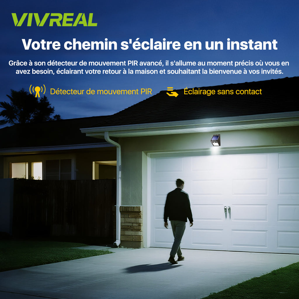 VIVREAL Lampes murales solaires alimentées par l’énergie solaire, Lot de 6, 100 LED YHM02B, Soldes du Nouvel An, Meilleures idées cadeaux
